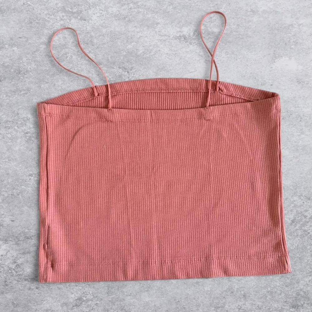 American Eagle Womens Ribbed Camisole Square Neck Spaghetti Strap Top Large - Picture 3 of 3